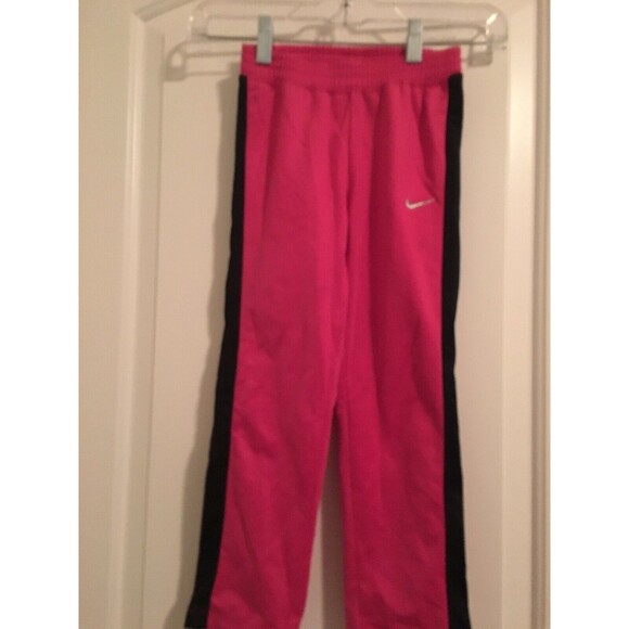 Nike Girls Track Pants Pockets Athletic Size 6 Pink Black - Picture 1 of 10